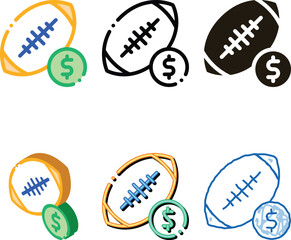 Fototapeta premium Rugby Ball Betting And Gambling Icon Vector Thin Line. Contour looks