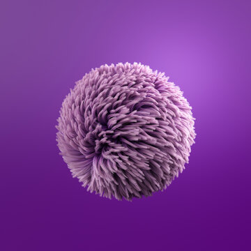 Fluffy purple ball, 3d rendering