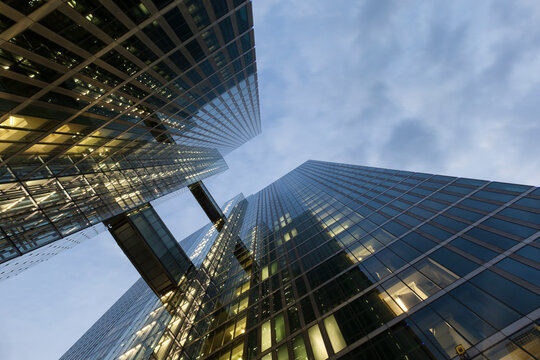 Germany, Munich, facades of Highlight Towers seen from below