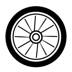 Fototapeta premium wheelicon, spokedwheelicon, spokedwheel, wheel, rim, spokes, circular, transport, vehicle, bicycle, cart, rotation, motion, engineering, mechanical, outline, lineicon, vector