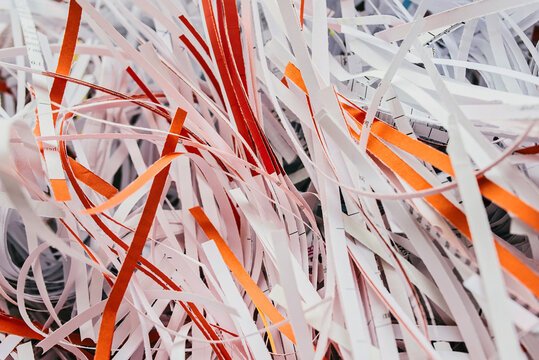 Close up of shredded paper