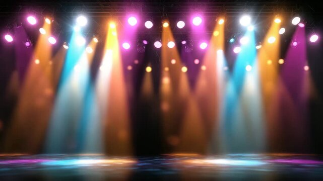 colorful shining spotlights on a stage party disco background animation