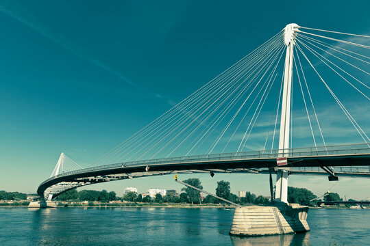 Bridge Passerelle des Deux Rives connecting the cities Kehl, Germany, and Strasbourg, France