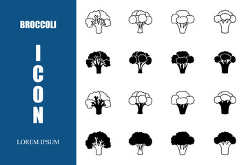 Fototapeta premium Vector icon. Collection of black broccoli Icons set on white background vector illustration. Vector stock.