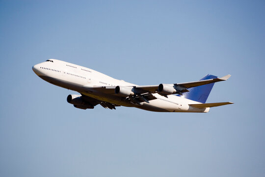 Airplane in flight, low angle view