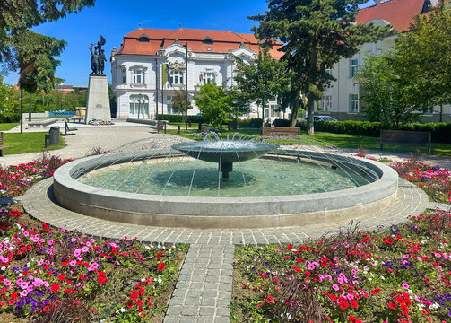 Fountain in Trnava City - SNP park Square, Slovakia