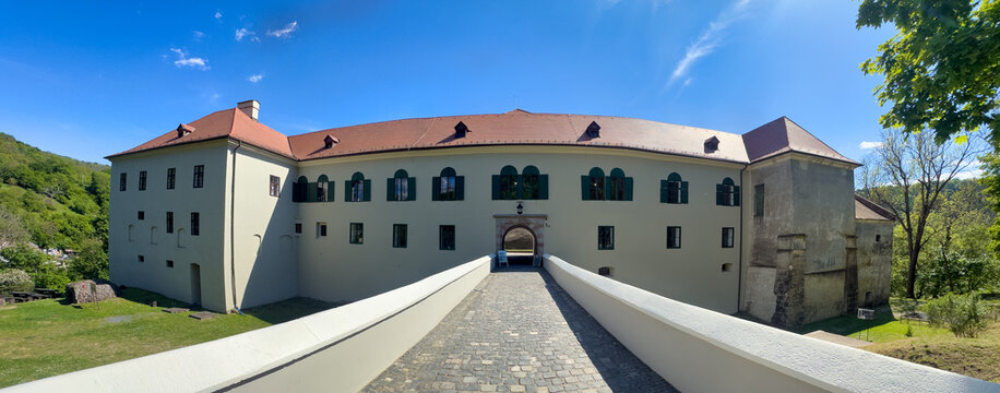 Modry Kamen castle, vibrant green foliage, Modry Kamen, Banska Bystrica Region, Slovakia.