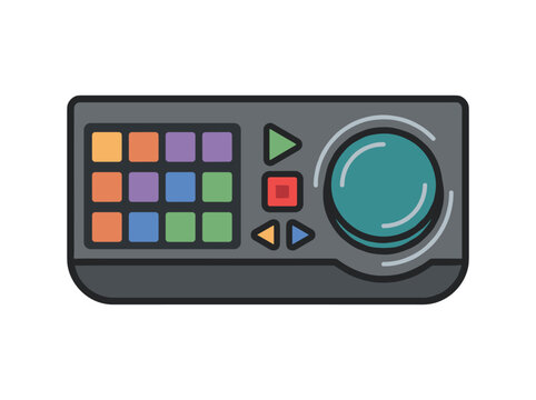 Professional editing control panel with navigation trackball and function buttons post production software