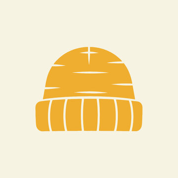 Yellow Knit Beanie Hat Closeup.