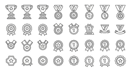 Obraz premium Collection of various award icons and medals.