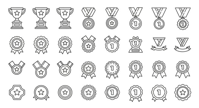 Collection of various award icons and medals.
