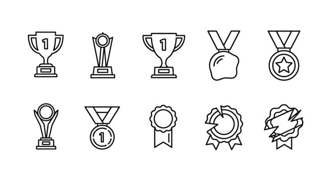 A collection of award icons and symbols.