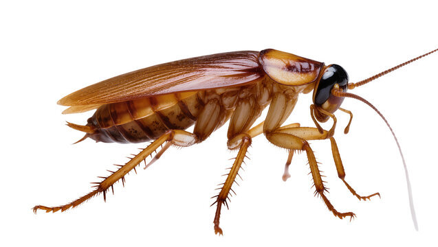 Brown cockroach with long antennae and spiny legs