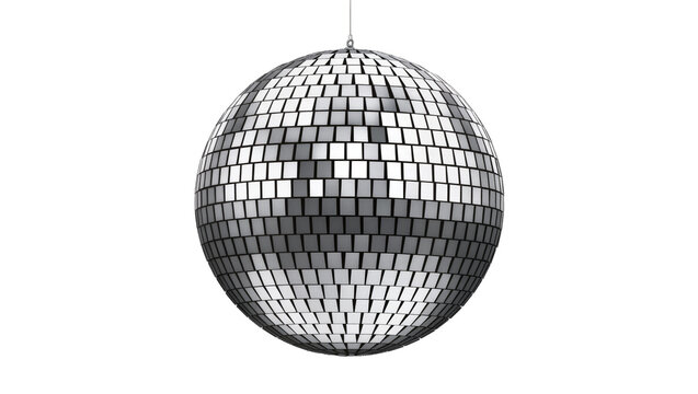 Silver disco ball with many small square mirrors