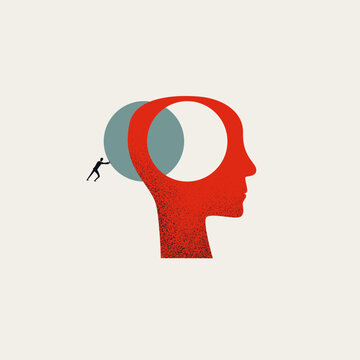 Psychological manipulation vector concept. Symbol of mind control, brainwashing, toxic propaganda and behavioral influence. Minimal design eps10 illustration.