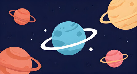celestial, ringedplanets, outerspace, planets, cosmos, galaxy, universe, astronomy, orbit, saturnlike, stars, cosmic, futuristic, spacebackground, vector, illustration, fantasy © zpixel