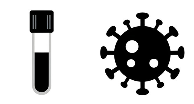 bloodsample, bloodvirusicon, virustest, testtube, virus, laboratory, medical, healthcare, diagnostics, infection, pathogen, microbiology, labanalysis, icon, vector, illustration, isolated