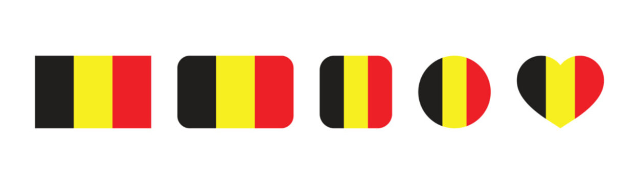 Collection of belgian flag icons in various shapes and styles