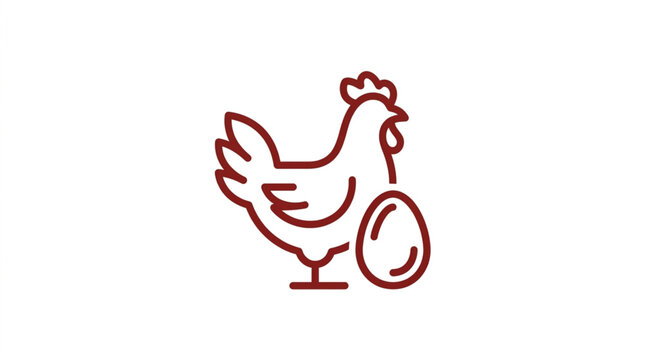 Chicken and Egg Icon Line Art Simple Design.
