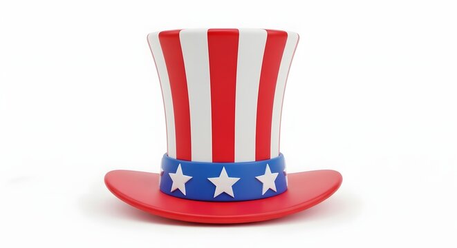 3d render of a patriotic uncle sam top hat isolated on white background