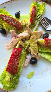 fish and vegetables, salad tune
