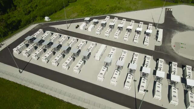 Modern battery storage containers for renewable energy, providing a sustainable solution for storing green power and ensuring a stable and reliable supply for the electrical grid