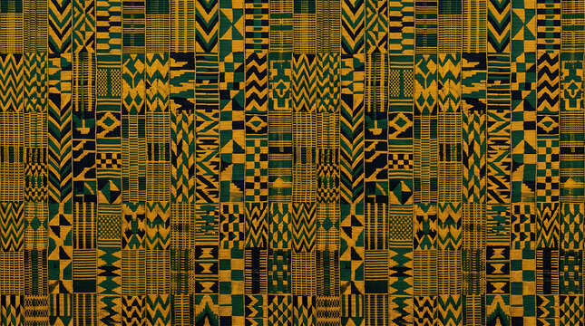 Traditional kente cloth pattern with geometric african motifs
