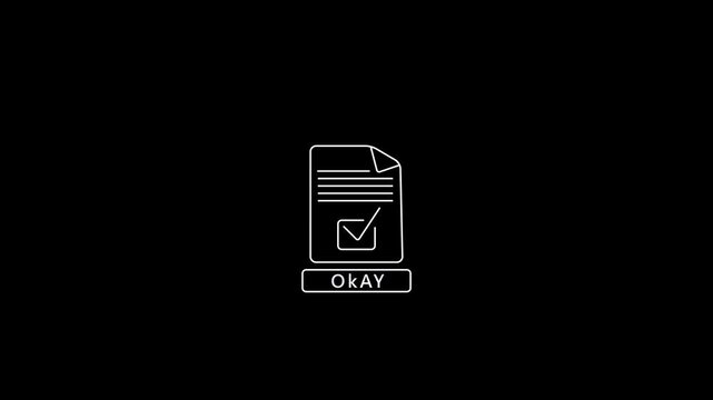 File #: acquiescent button with document and check-mark on black background.Check mark icon with document.
