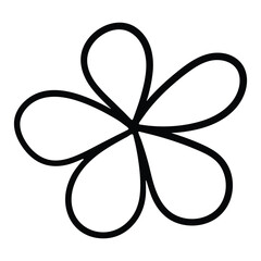Fototapeta premium Minimalist linear drawing of a simple five-petal flower in doodle style.