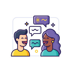 Fototapeta premium Two people talking to each other.
