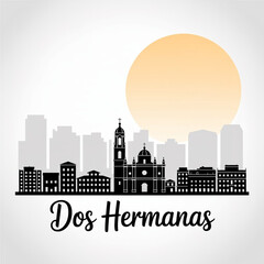 Dos Hermanas Skyline Silhouette — A Contemporary Spanish Metropolitan Andalusian City Vector Illustration © Greener