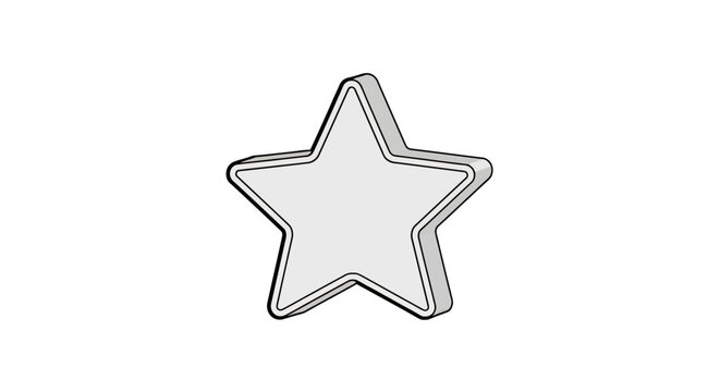 Five pointed star with three dimensional outline