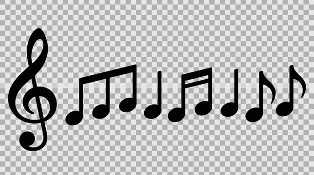 Treble clef with beamed eighth notes icon on a transparent background - music notation symbol illustration