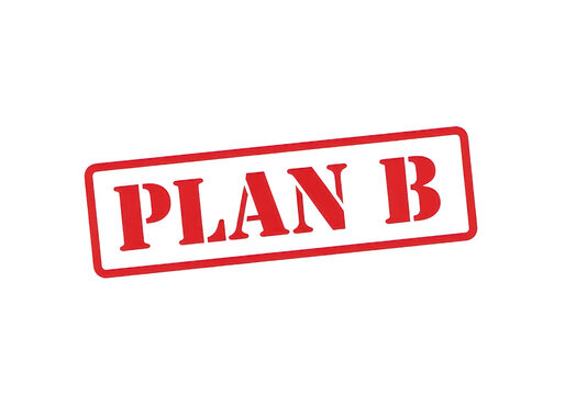 Red rubber stamp with the text plan b on a dark background, symbolizing alternative strategy, contingency planning, and backup business solutions isolated on a transparent background