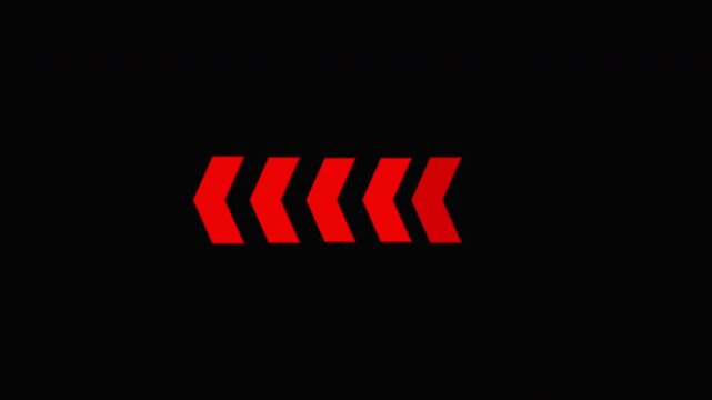 Bright red arrows on black background pointing left