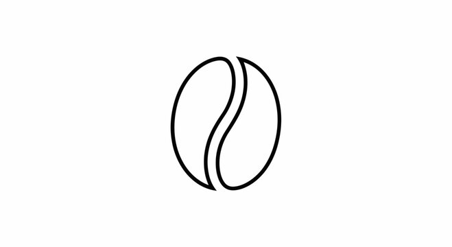 Minimalist coffee bean icon, simple line art, isolated on white background