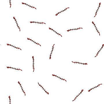 pattern healing suture cartoon. thread absorbable, nonabsorbable technique, material repair healing suture sign vector