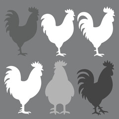 Vector Set Collection of Rooster Icon Silhouettes Illustration Creative Design Template  © art88