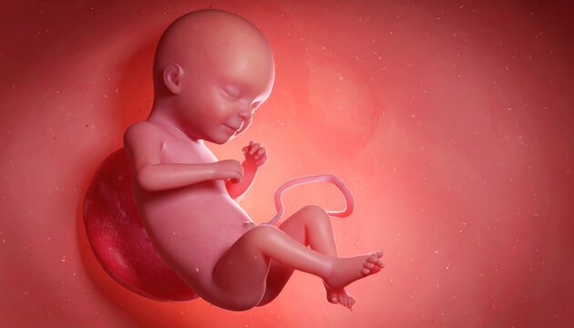 Human Fetus Development - 20 Weeks Pregnant, Realistic 3D Rendering