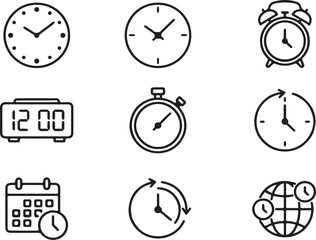 Fototapeta premium Collection of Various Timekeeping Devices and Calendars, Representing Time Management and Schedules