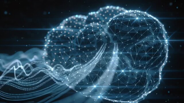 Digital Cloud Network Data Flow Visualization Animation.