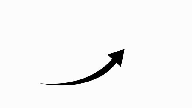 arrow rising transparent channel. Abstract arrow growth chart of economy icon animated down to up arrow animation, on a white background, direction animation,with video.