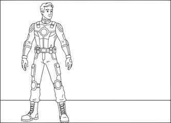 Obraz premium A determined superhero stands ready, a symbol of courage and strength.