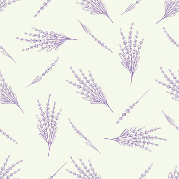 Bouquet of Lavender Floral Seamless Pattern. Decorative Ornament. Seamless Texture for Textile, Wallpapers, Backgrounds and Wrapping