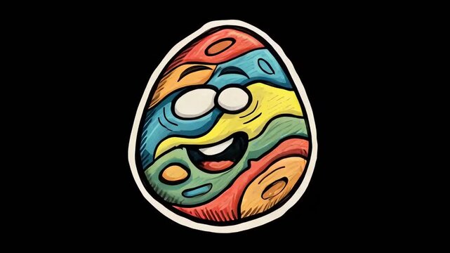 Colorful Cartoon Style Easter Egg Illustration Animation.