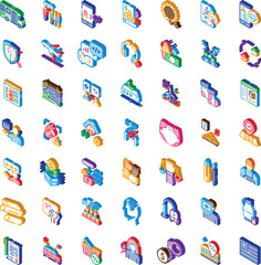 Obraz premium Isometric icons providing a comprehensive collection of symbols for various digital, financial, healthcare, energy, logistics, and social media concepts
