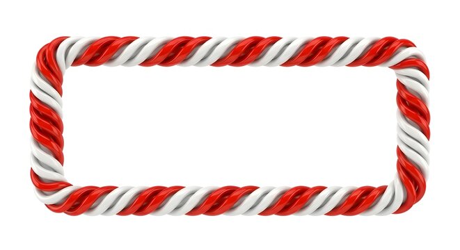Candy cane frame isolated on white background