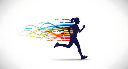 Fototapeta premium Athlete sprinting with vibrant energy trails in dynamic motion illustration