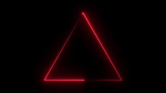 glowing neon cyan electric cyan light triangle with sparkle effect on black background motion animation 4k video...
