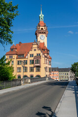 Fototapeta premium Old Town Hall of Waldheim with historic architecture in Saxony, Germany